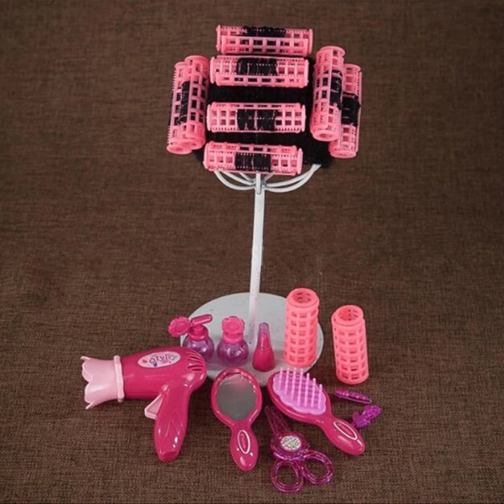 Newborn Photography Props Hairdryer Curls Set Mini Perm Rods Cap Baby Girls